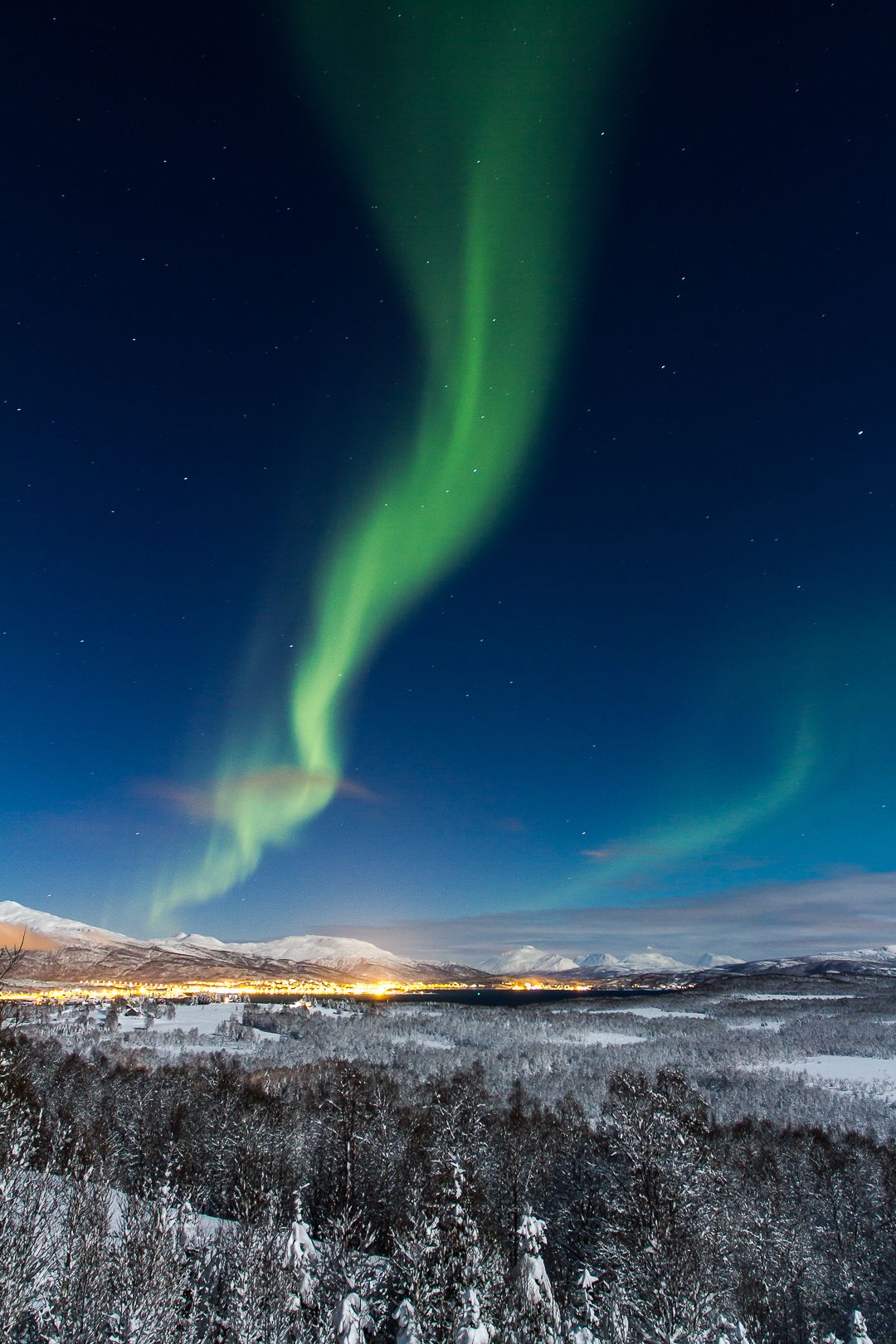 Northern lights seen from inside Aurora Borealis Observatory