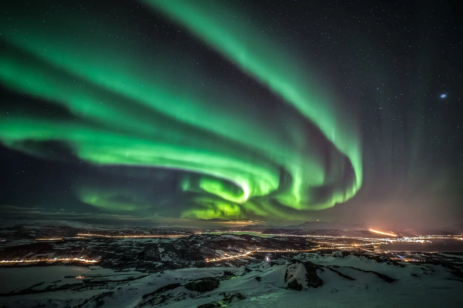 Aurora over mountain