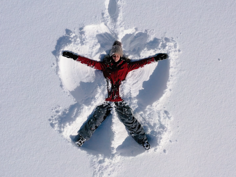 Playing in the snow close